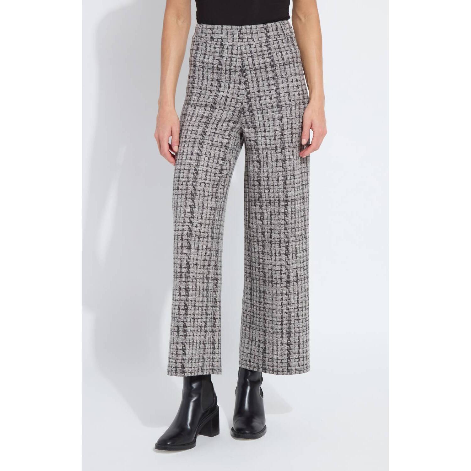 New Lysse Erin Hi Waist Ankle Wide Leg Pants In Lush Tweed Texture